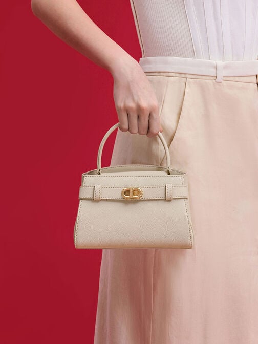 CHARLES & KEITH Tas Top Handle Metallic-Buckle Aubrielle CK2-50270880