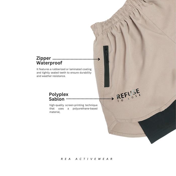  REA ACTIVEWEAR Running Short 2in1 Olive Edition