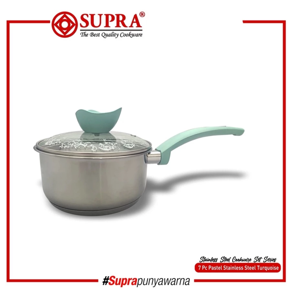 Supra Teratai Metal Supra Panci Set Stainless Steel Pastel 7 Pcs Turquoise