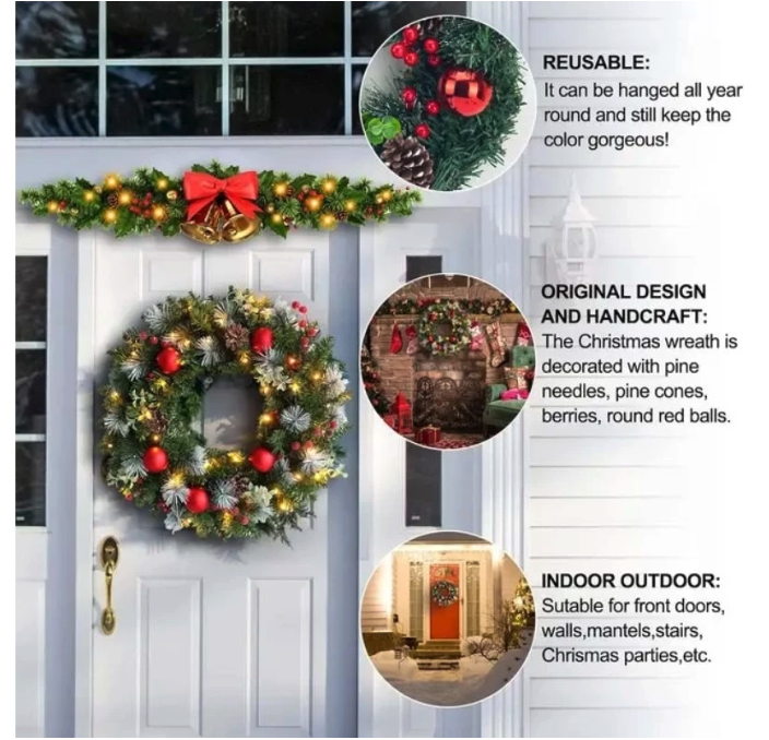  Karangan Bunga Natal dengan Lampu LED