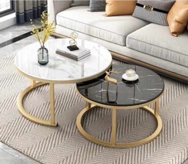 BengkelKita.id Meja Tamu Minimalis Bulat 1 Set