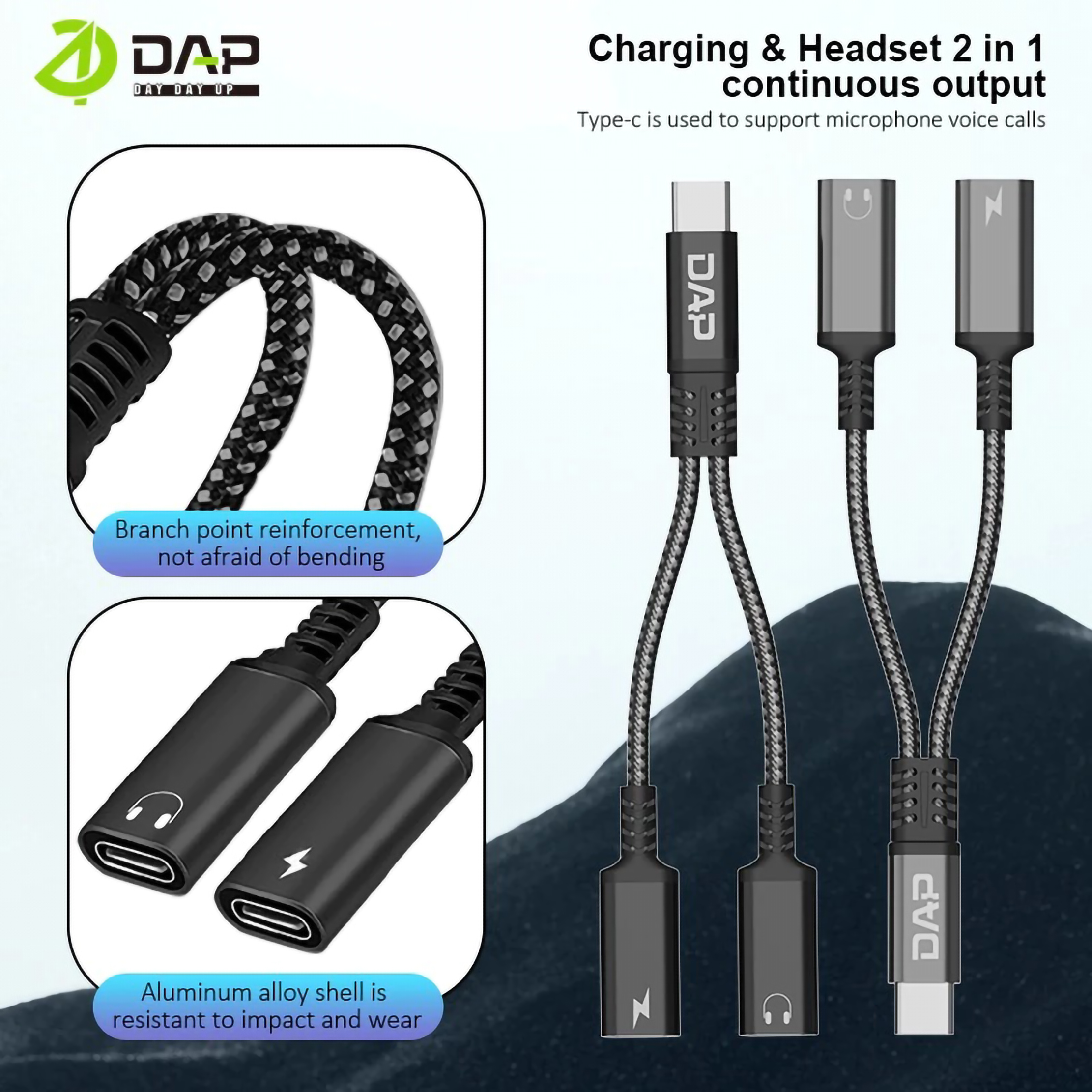  DAP Type C to 2 Type C Splitter D-AU16