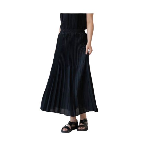 InKano Ripple Rok Plisket Wanita Flowy Black