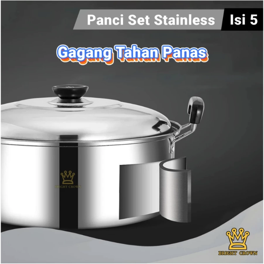 Bright Crown Webstore Bright Crown 12in1 Panci Steamer Set Stainless