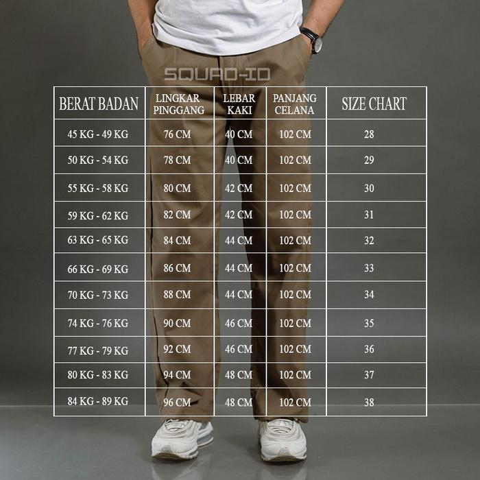 Aneka Pakaian Pria SQ SQUAD ID Celana Chinos Standar Straight Fit