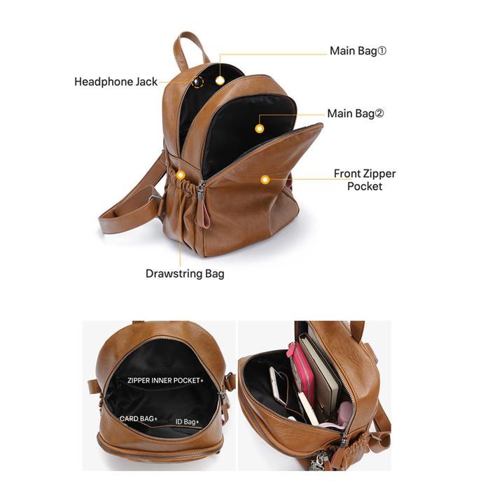 ORLEE WILL Orlee Will Tas Ransel Perjalanan Wanita Kulit Asli