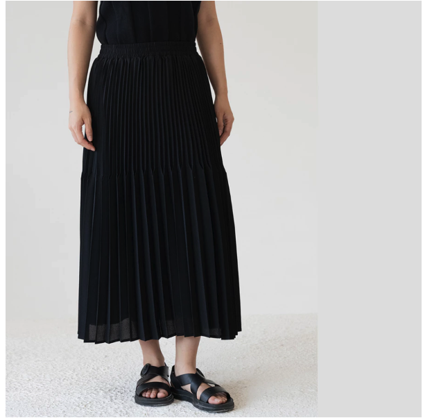  InKano Ripple Rok Plisket Wanita Flowy Black