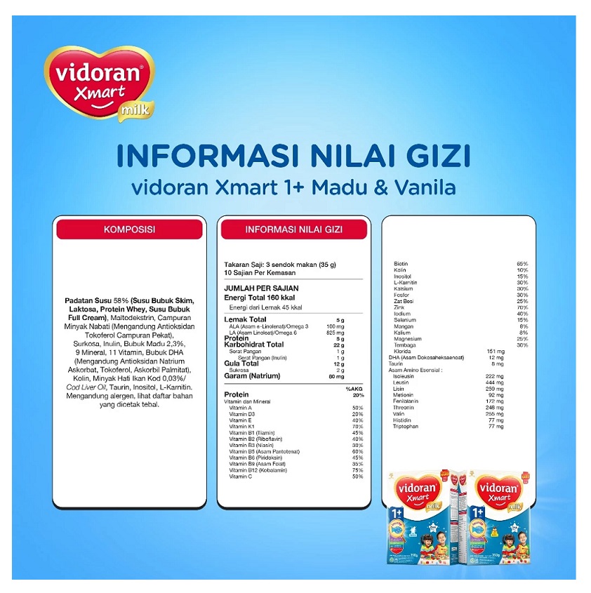 Tempo Scan Pacific Vidoran Xmart Milk 1+ Vanila