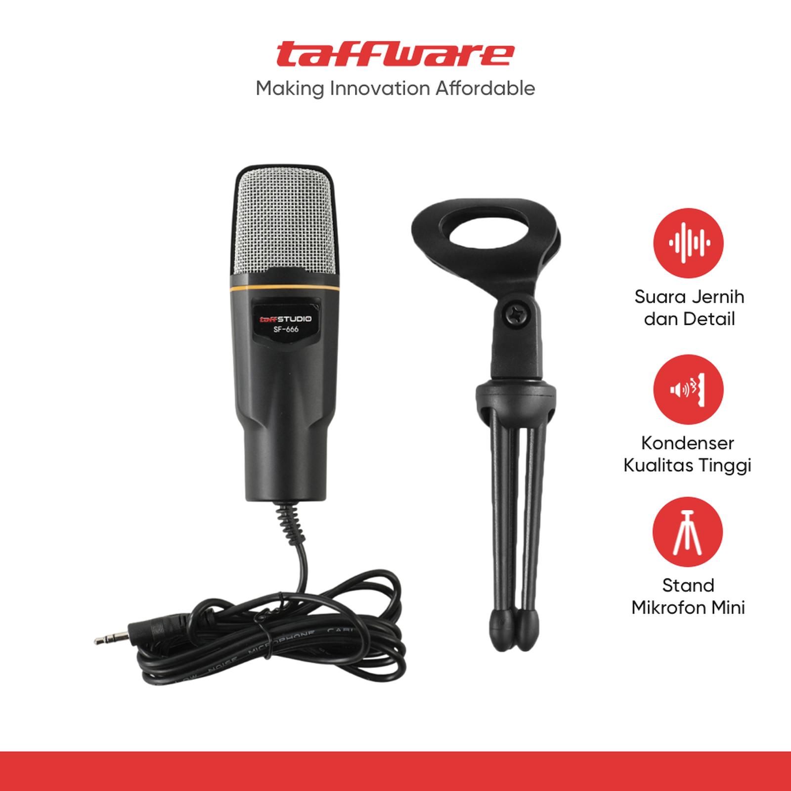 TaffSTUDIO Mikrofon Kondenser 3.5 mm Omnidirectional Podcast with Stand SF-666 5