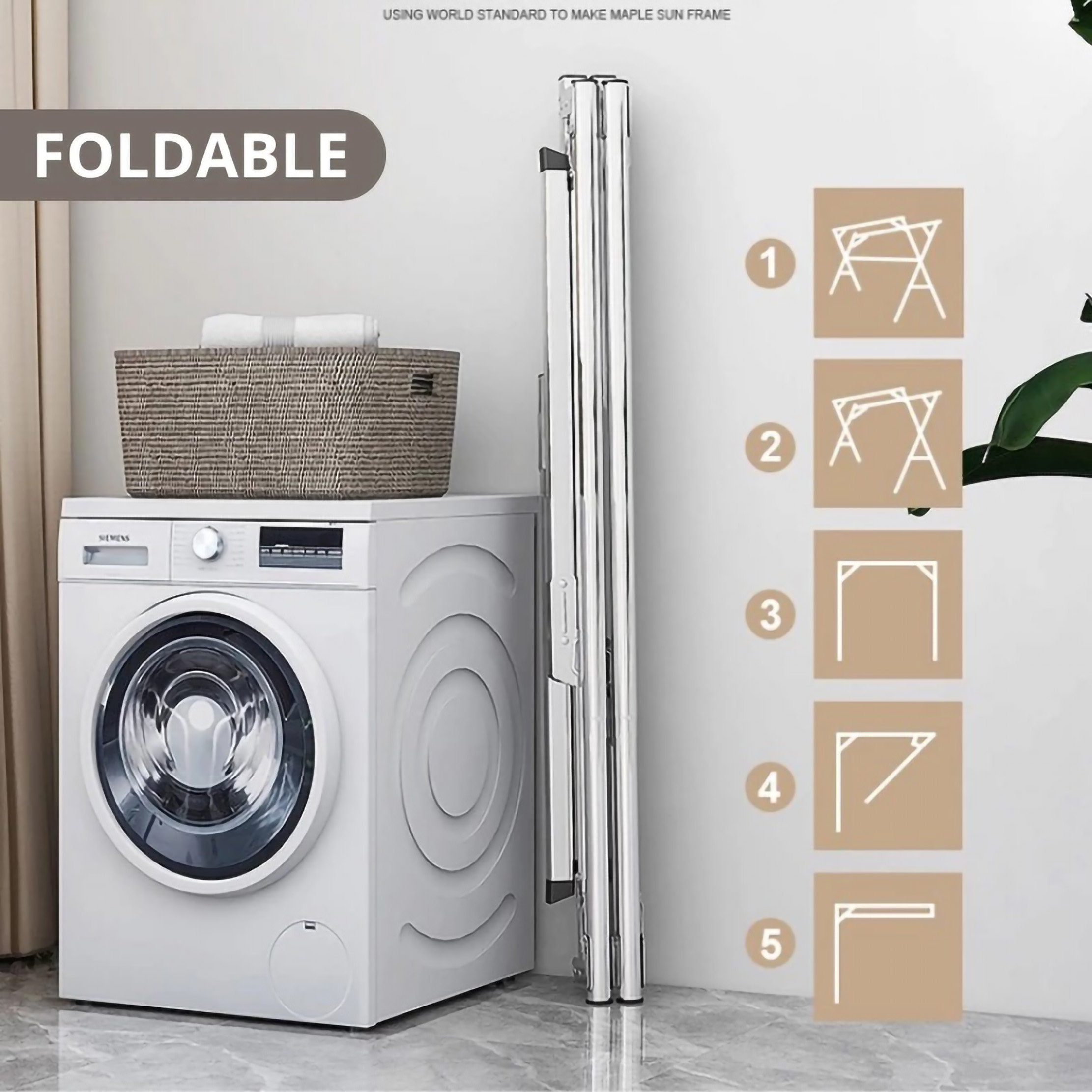  ESOK Jemuran Baju Lipat Stainless Steel