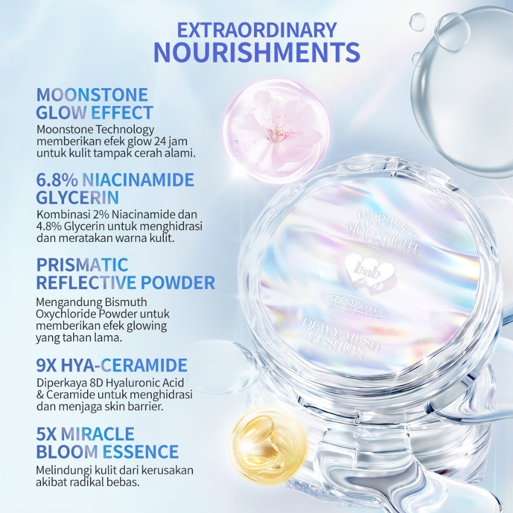 HEBE Beauty Style Barenbliss Bloomdew Moonlight Dewy Mesh Cushion SPF 50+ PA+++ MW1 Gardenia