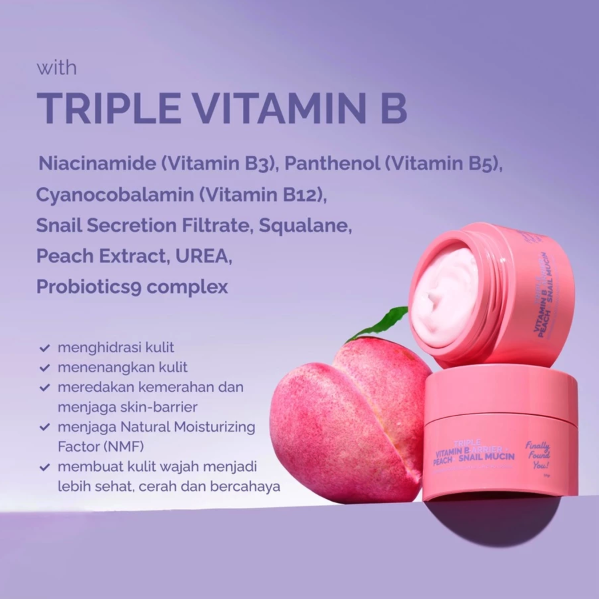 Karya Maharendra Innovation Finally Found You! TRIPLE VITAMIN B-ARRIER + PEACH + SNAIL MUCIN Intensive Soothing Moisturizing Cream