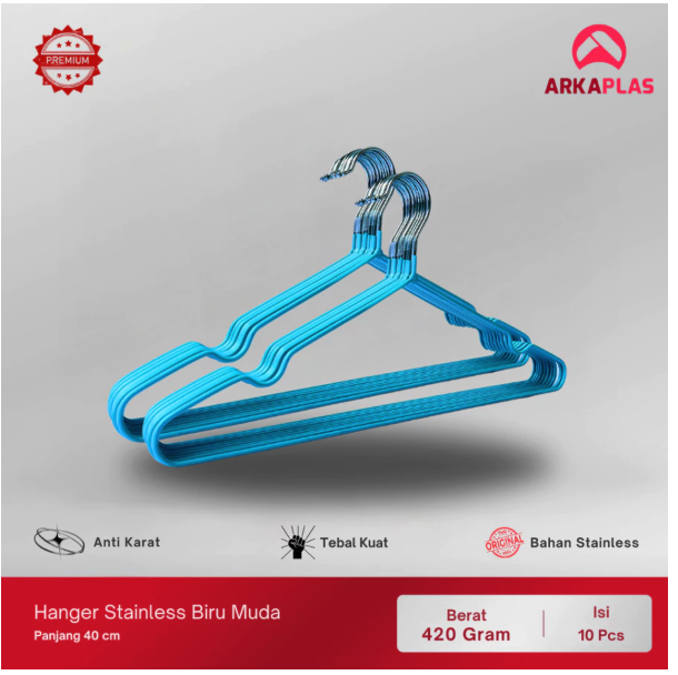  ARKAPLAS Hanger Stainless Steel Isi 10 Pcs