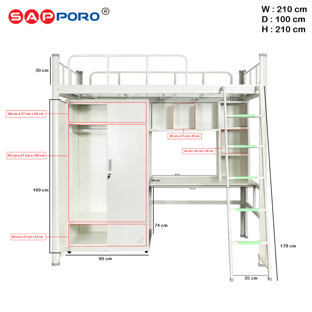 Sapporo Furniture Sapporo Manly Multifunctional Loft Bed