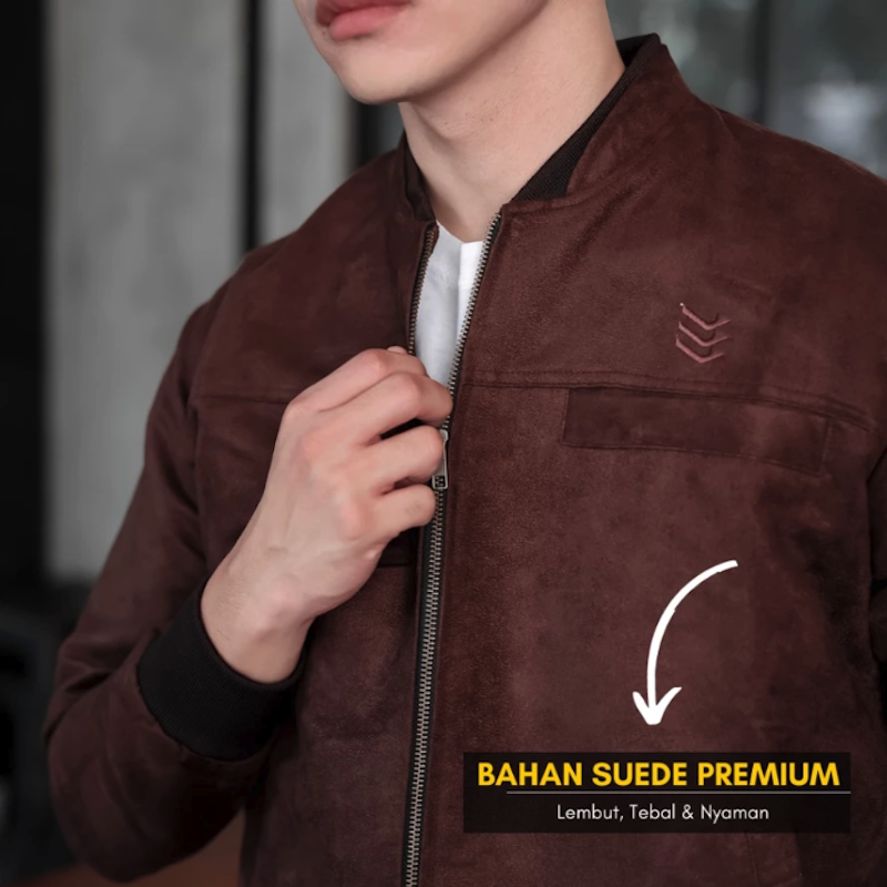 Delibra Jaket Bomber Suede Pria Premium 2