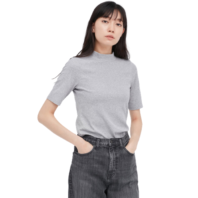 Women T-Shirt Katun Stretch High Neck 2