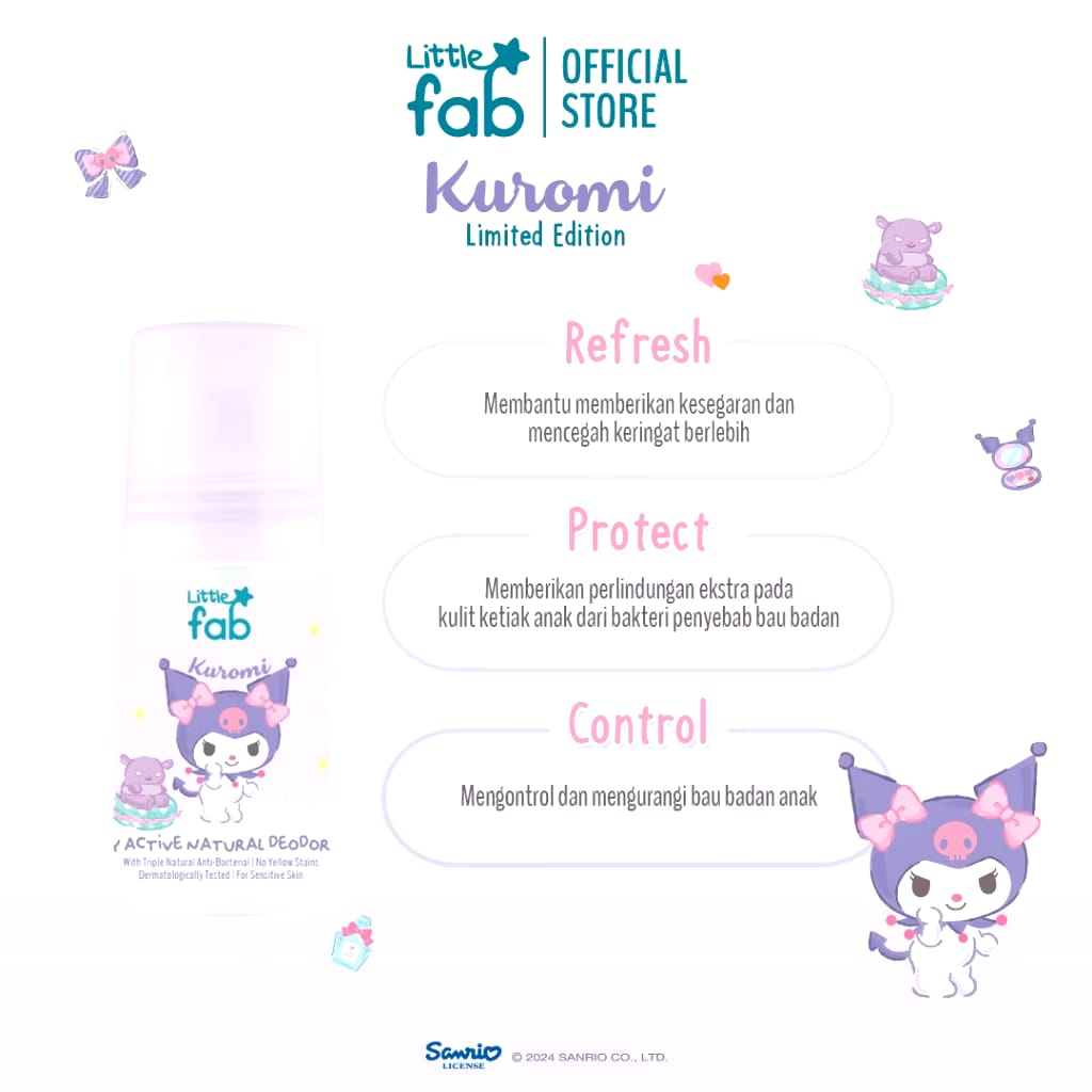 Natura Deca Kosmetika Little Fab Kids Daily Active Natural Deodorant Kuromi 