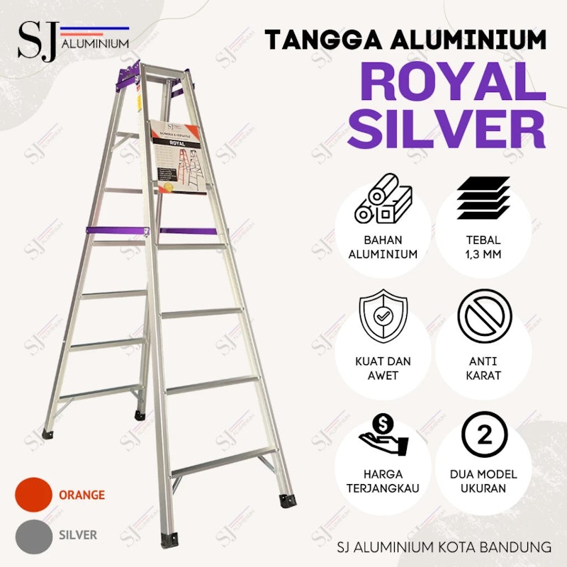 ROYAL SILVER Tangga Aluminium Lipat Jumbo 2M 4