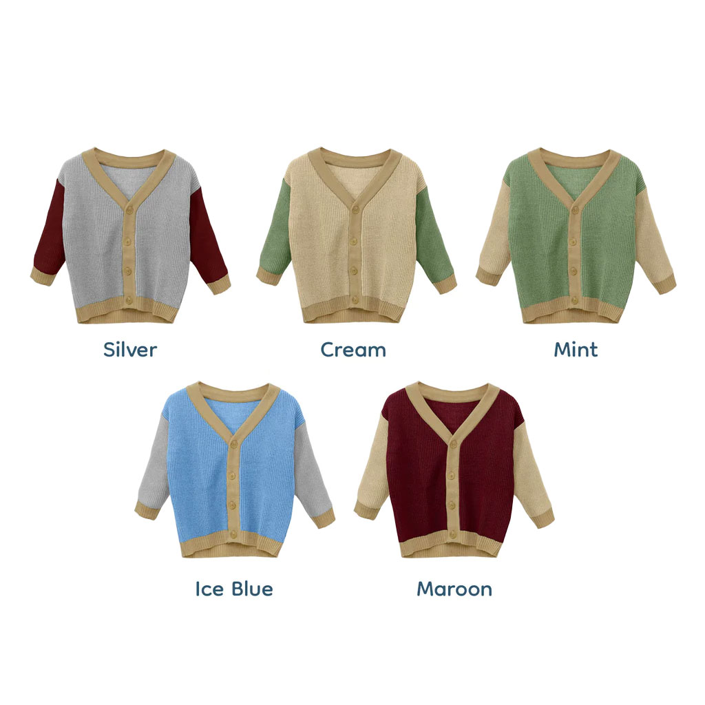Winter Three Tone Knit Cardigan Baby Unisex