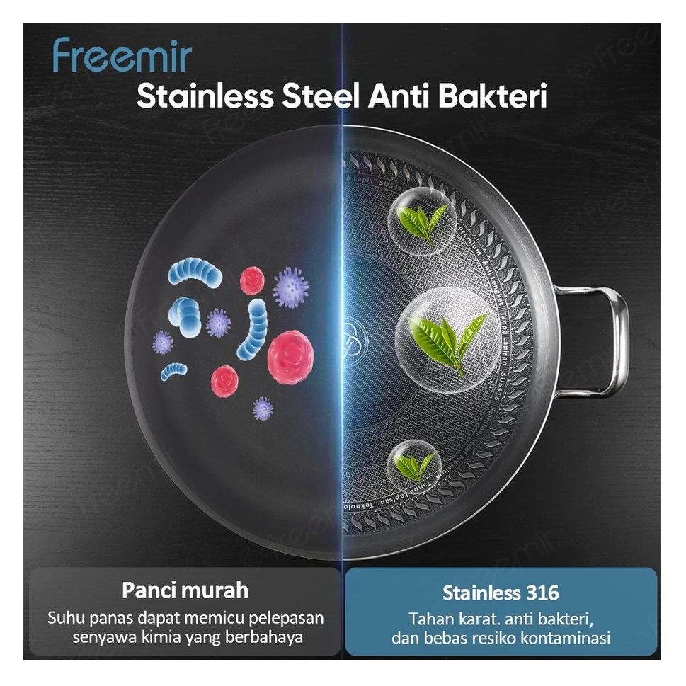 Special freemir Nusantara Series Wajan Stainless Steel 316 Honeycomb 30 cm 3