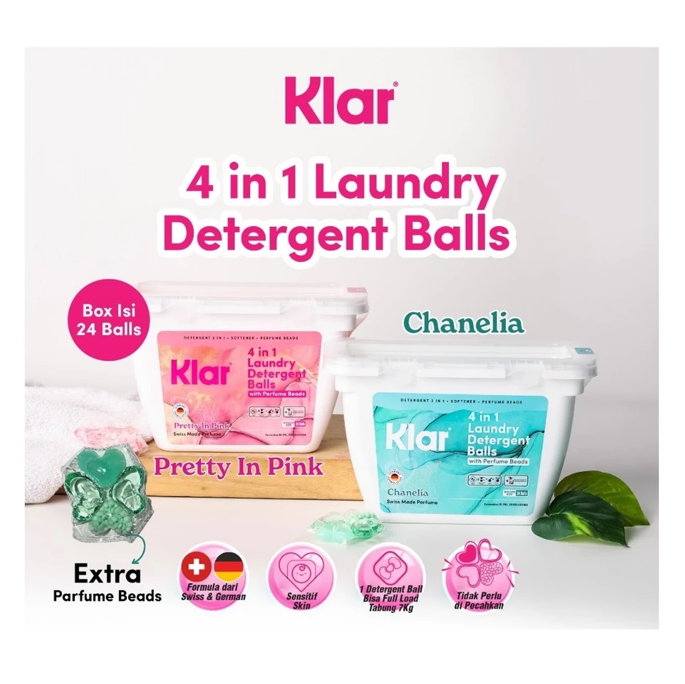 Stein Perkasa Internasional Klar 4 in 1 Laundry Detergent Balls Chanelia Box 24 pcs