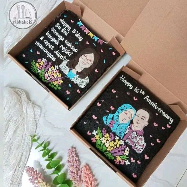 Ribkakoki Brownies Coklat Lukis Wajah