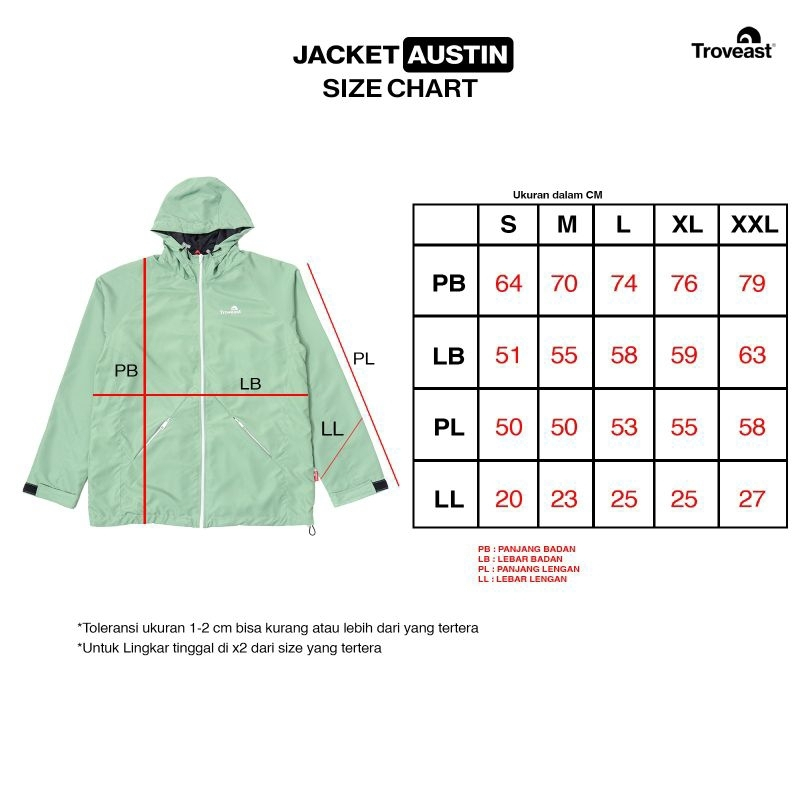  Troveast Sporty Jacket Parasut Unisex Windbreaker Austin Soft Green