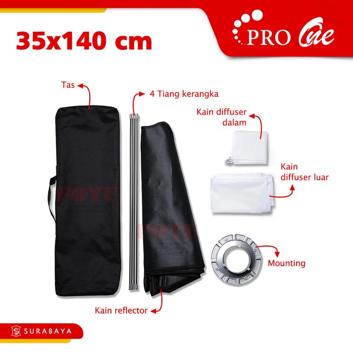Pro One  Softbox Quick-Assemble Model Payung Strip Light 35 x 140 cm