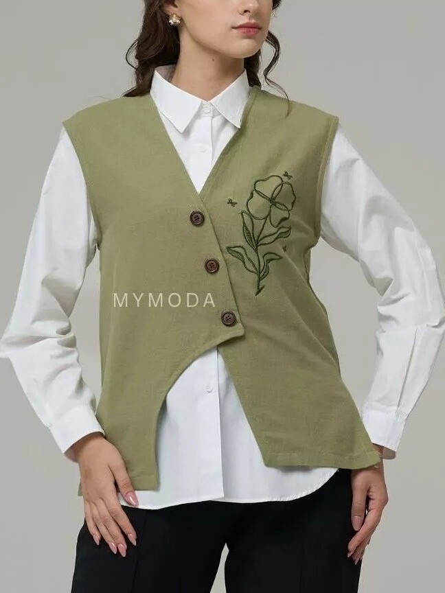  Mymoda Vest Bordir Katun Linen 579 