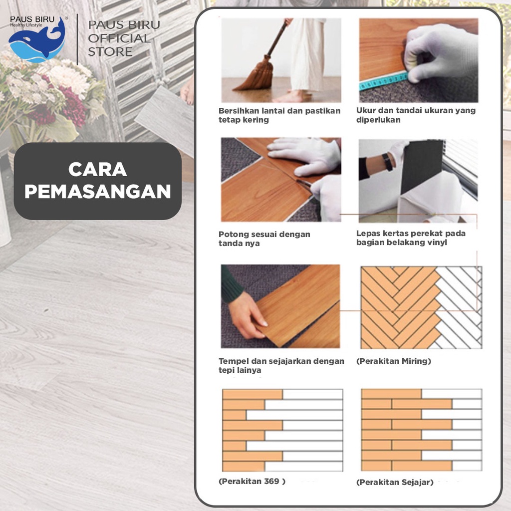 Stiker Lantai Vinyl Motif Kayu Premium