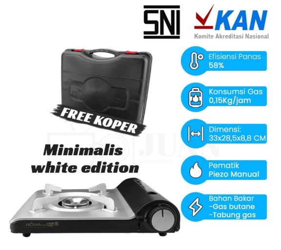 Utama Jaya Bersama Progas Kompor Portabel 2 in 1 Stainless Steel Minimalis