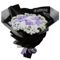 Buket Bunga Mawar Satin + Baby's Breath