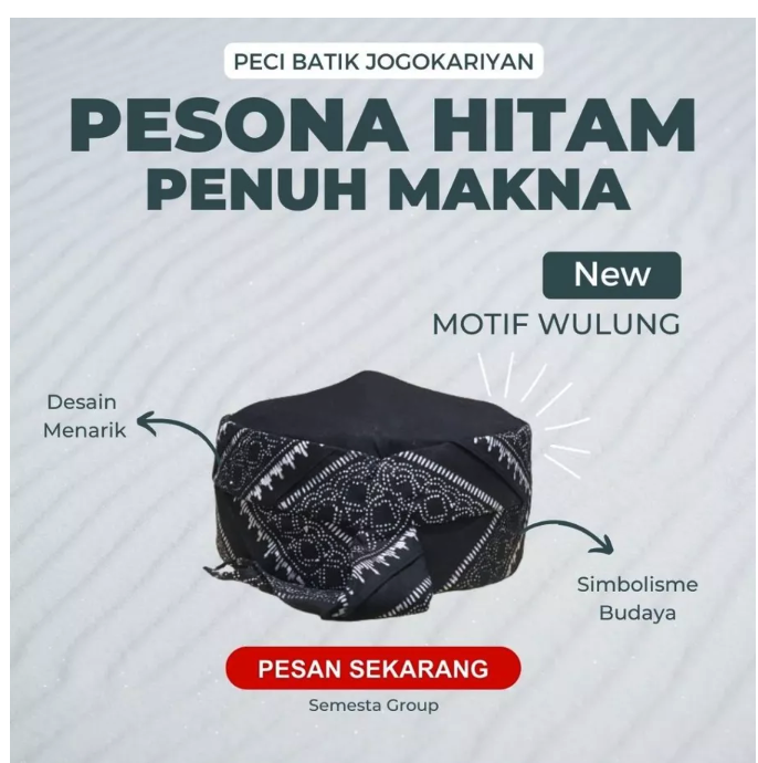 Peci Batik Jogokariyan Motif Wulung