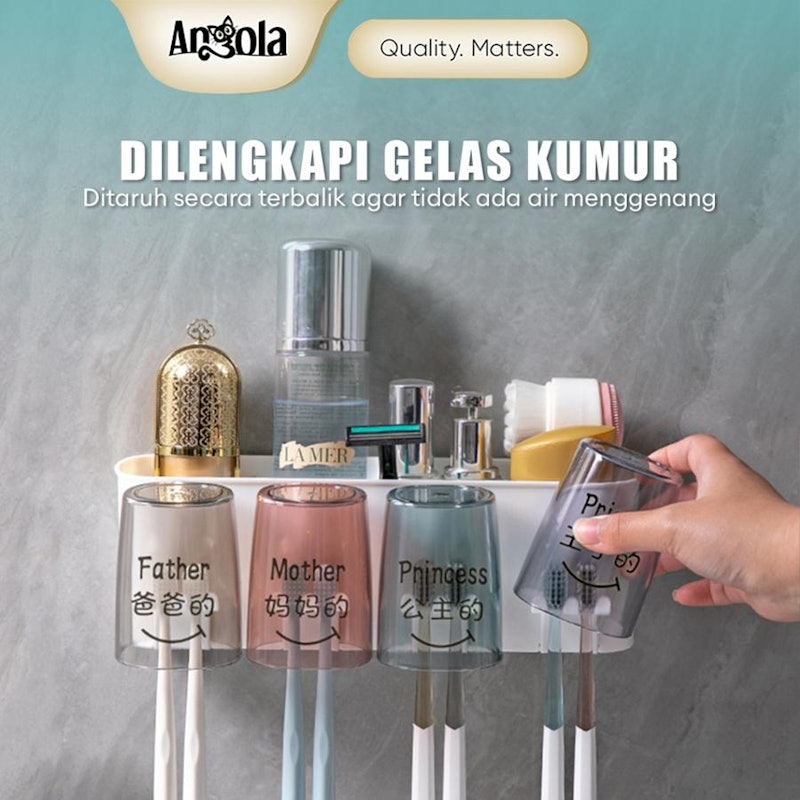 Angola Rak Sikat Gigi Tempel 4 Cup 3