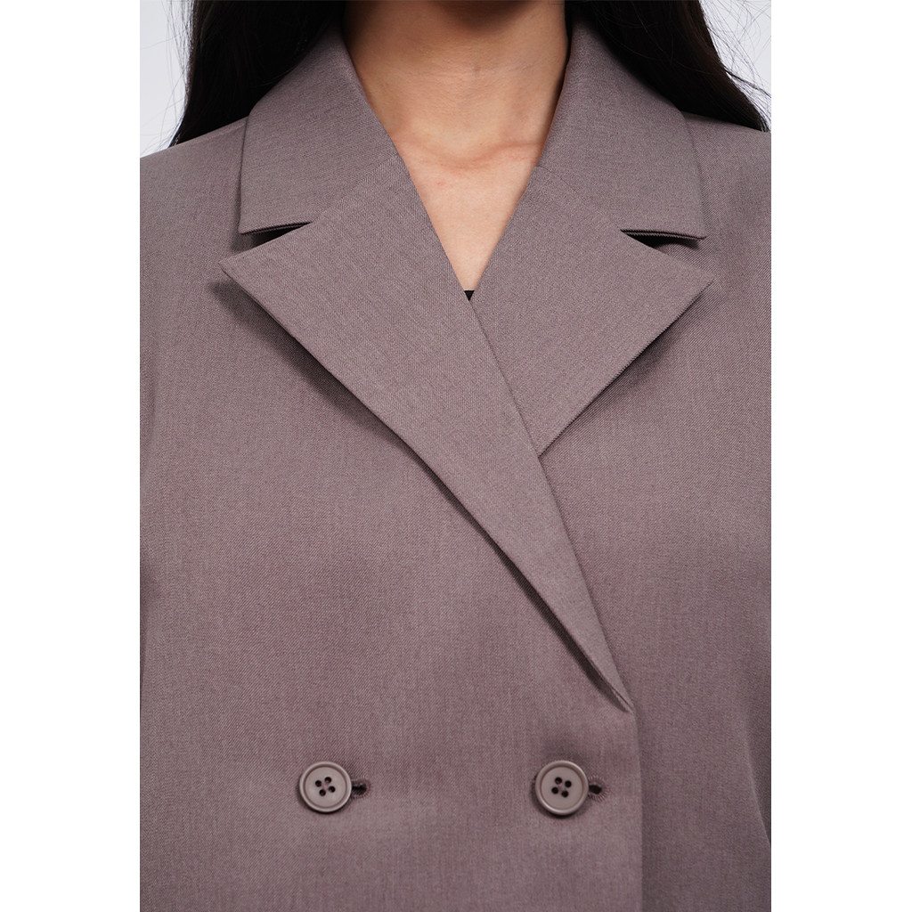 Executive Double Breasted Crop Blazer Taupe 4