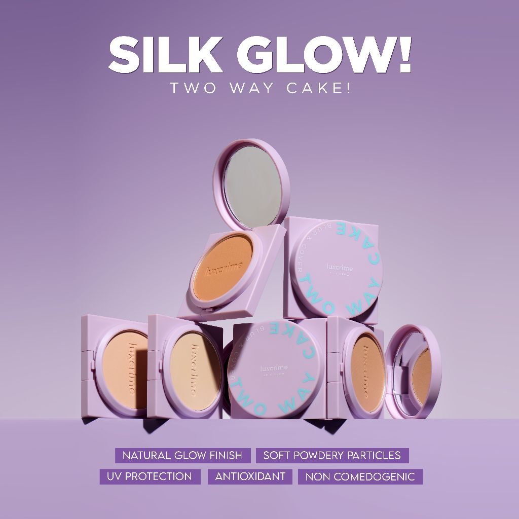 Luxury Cantika Indonesia Luxcrime Blur & Cover Two Way Cake Silk Glow Custard 