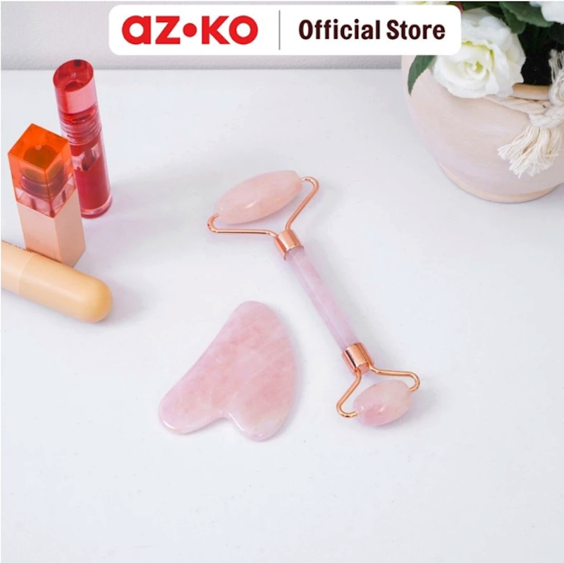 Ataru Set 2 Pcs Roller & Gua Sha Rose Quart 4