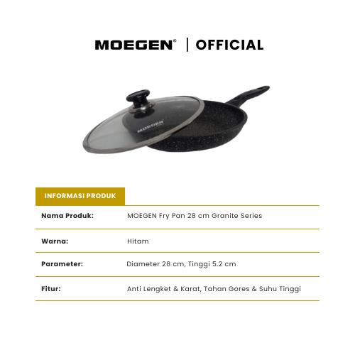 MOEGEN® Fry Pan Granite Series Plus Tutup Kaca 28 cm