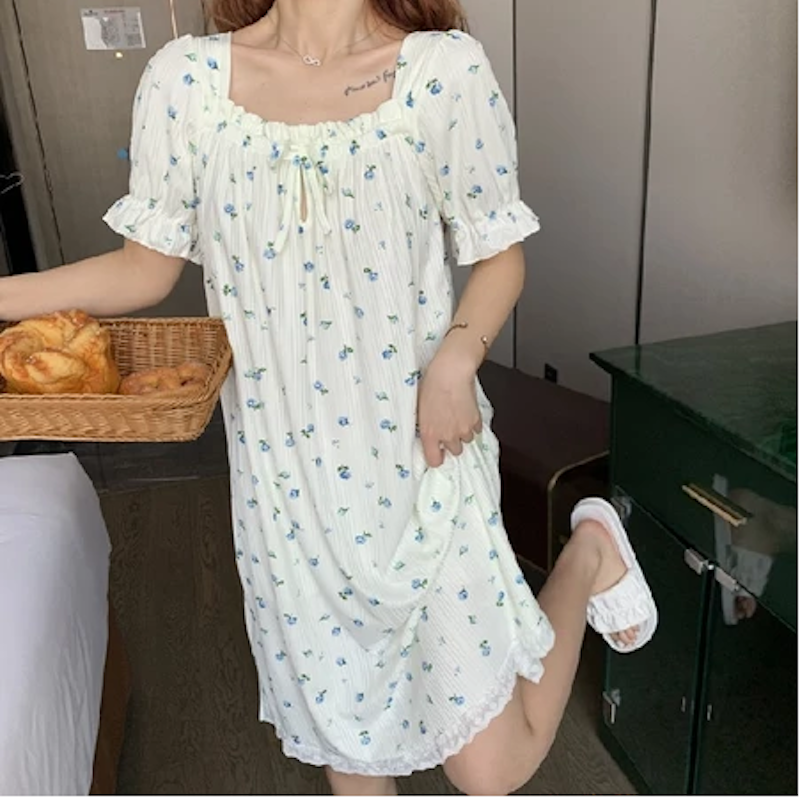 Uninice Baju Tidur Longgar Lengan Pendek Renda 3