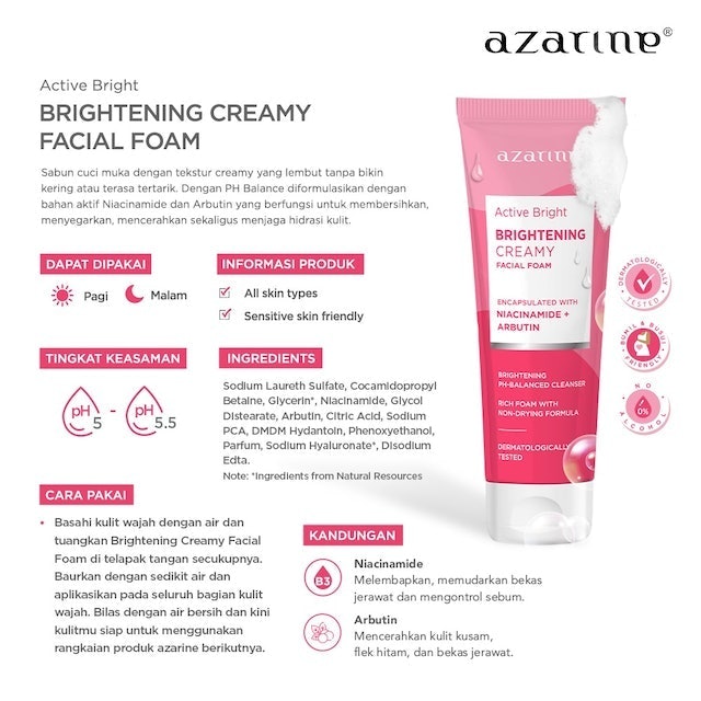 Wahana Kosmetika Indonesia Azarine® Active Bright Brightening Creamy Facial Foam