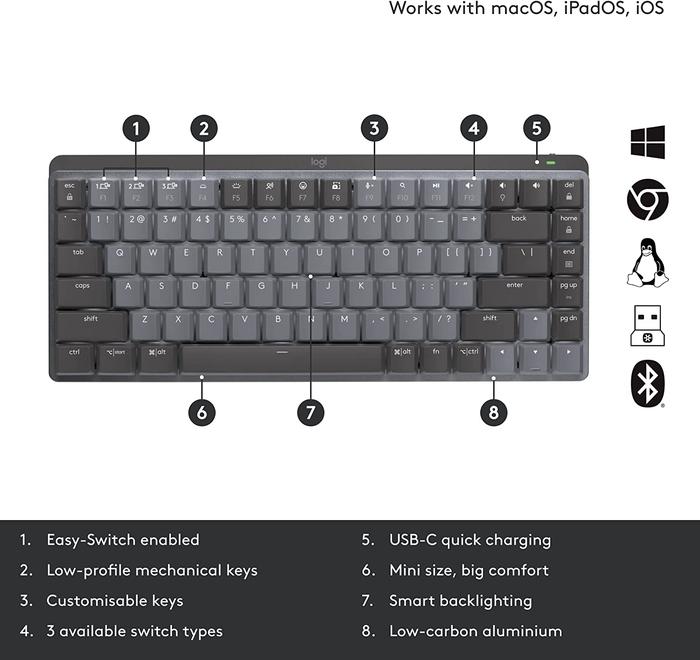 Logitech Europe SA Logitech MX Mechanical Mini Wireless Bluetooth Keyboard