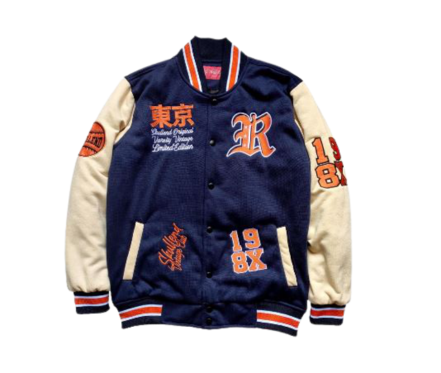 Varsity Jacket Bomber Baseball Sukajan Vintage Pria Wanita - Full Bordir