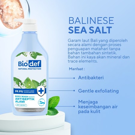 Biodef Body Wash dengan Antiseptik Alami Mint + Sea Salt