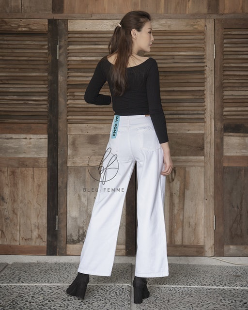 Kulot Jeans Polos Basic Highwaist Putih Sierra 2