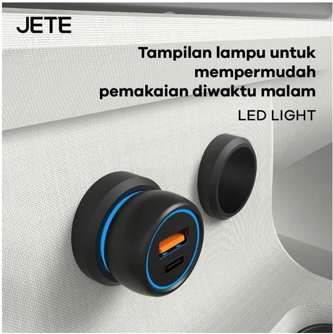 JETE Tenaga Indonesia JETE J6 Car Charger Dual Output 48W with LED Light 