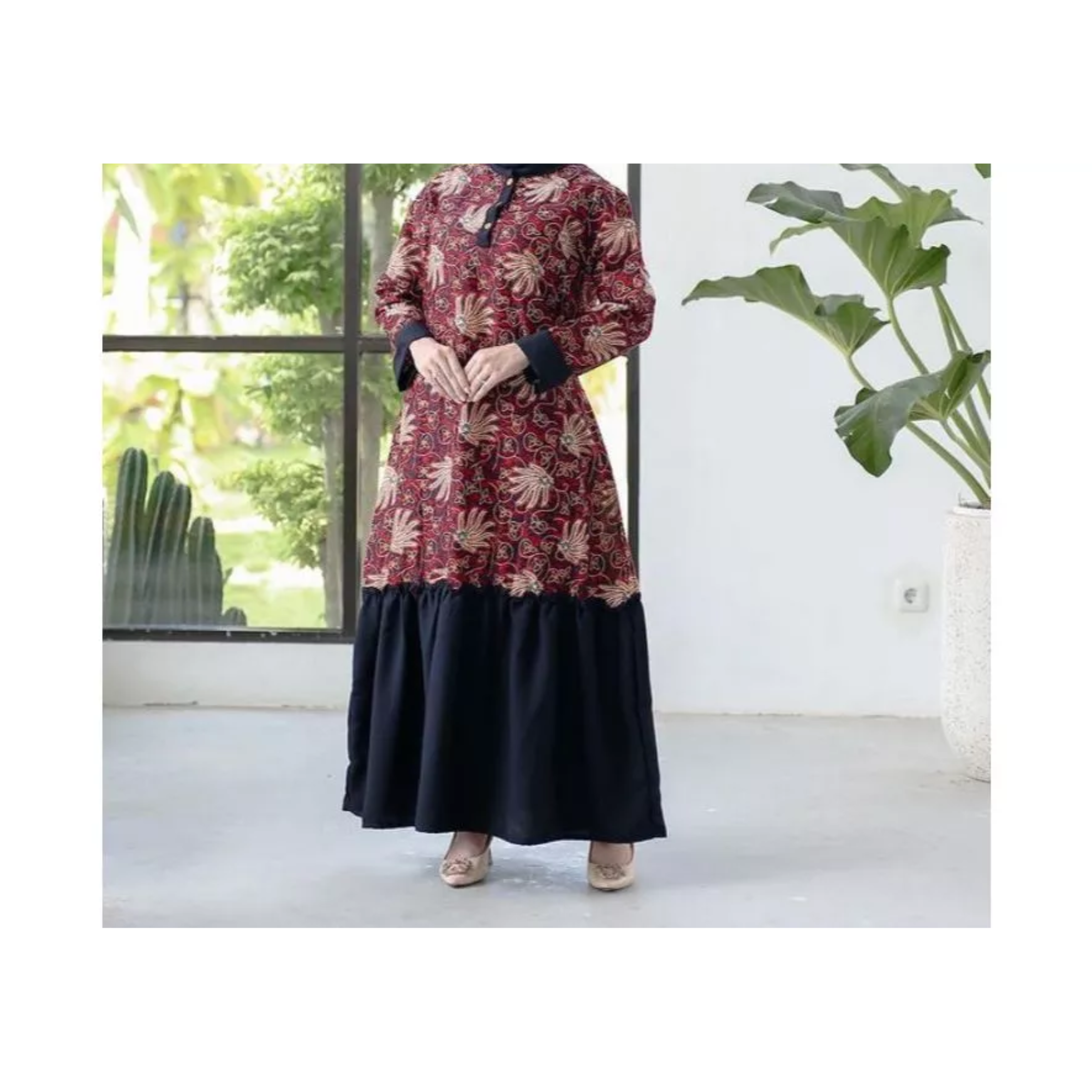  Benang Raja Gamis Motif Daun Padi