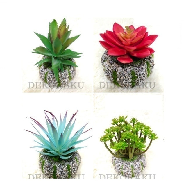BNW Kaktus Artifisial Pot Batu