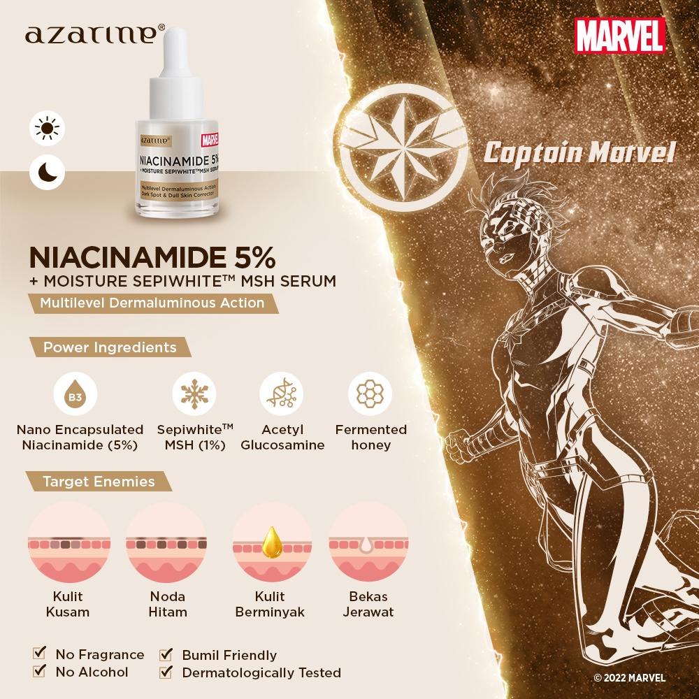 Wahana Kosmetika Indonesia Azarine® Azarine x Marvel Niacinamide 5% + Moisture Sepiwhite Serum