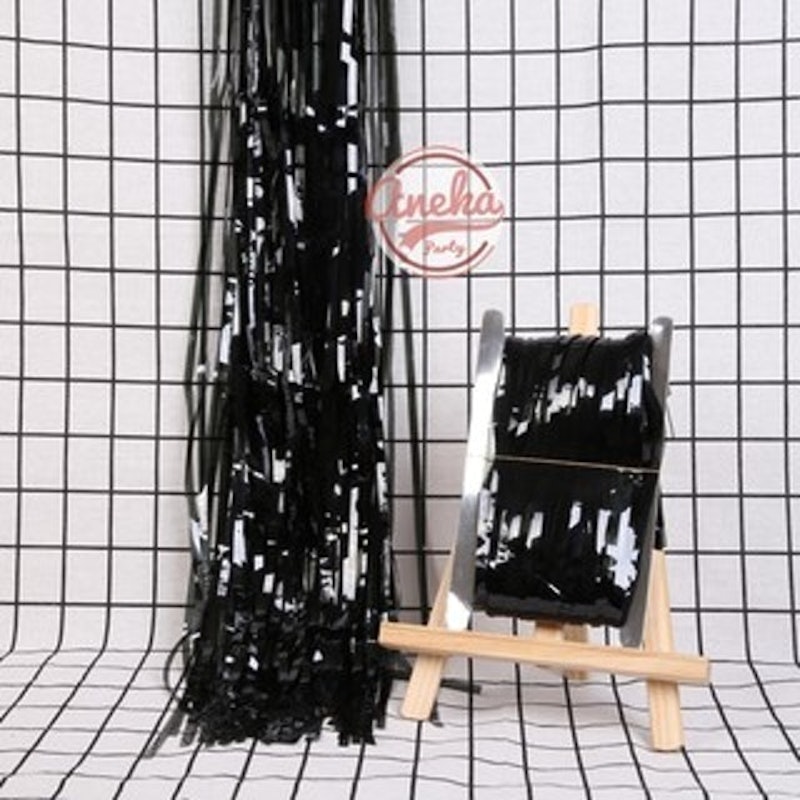 Black Foil Fringe Curtain 5