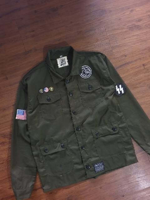 Field Jacket Semi Parka Pria Vintage Biker Army